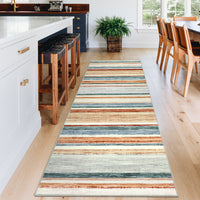 Garvee Washable Runner Rug Green Multi 2x6 Modern Strip Accent Carpet with Non-Slip Backing, Soft Low Pile Floor Cover, Stain-Resistant Contemporary Area Rug for Kitchen, Bedroom, Laundry