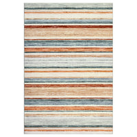 Garvee Washable Living Room Rug 8x10 Large Modern Strip Accent Carpet with Non-Slip Backing, Soft Low Pile Area Rug, Stain-Resistant Contemporary Floor Mat for Dining Room, Green Camel