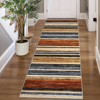 Garvee Washable Runner Rug 2x6 Modern Strip Accent Carpet with Non-Slip Backing, Soft Low Pile Floor Cover, Stain-Resistant Contemporary Area Rug for Kitchen, Bedroom, Laundry, Colorful