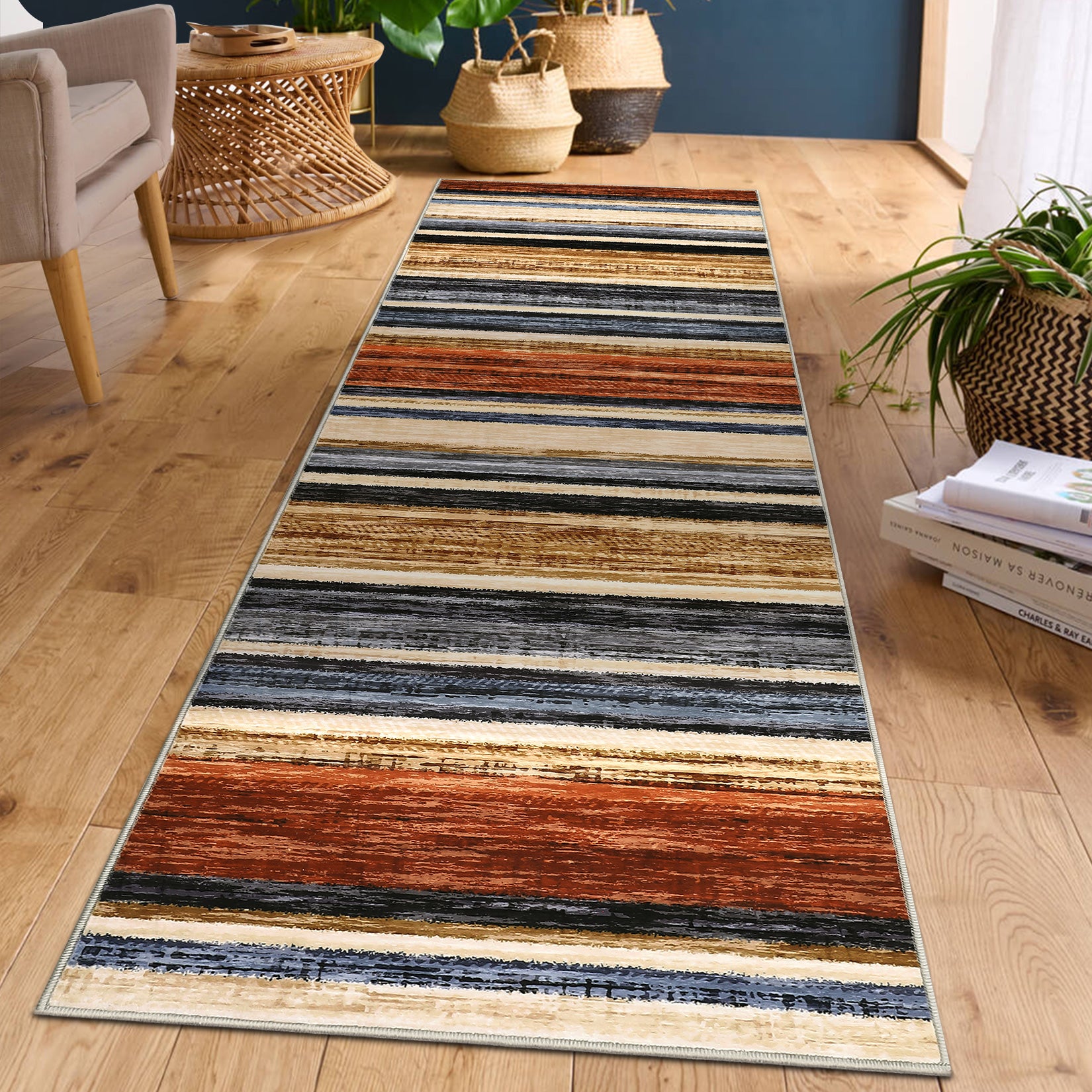 Garvee Washable Runner Rug 2x6 Modern Strip Accent Carpet with Non-Slip Backing, Soft Low Pile Floor Cover, Stain-Resistant Contemporary Area Rug for Kitchen, Bedroom, Laundry, Colorful