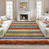 Garvee Large Living Room Rug 10x13 Washable Modern Strip Area Rug with Non-Slip Backing, Stain-Resistant Contemporary Floor Cover, Soft Low Pile Accent Carpet for Bedroom, Colorful