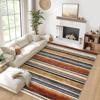 Garvee Large Living Room Rug 10x13 Washable Modern Strip Area Rug with Non-Slip Backing, Stain-Resistant Contemporary Floor Cover, Soft Low Pile Accent Carpet for Bedroom, Colorful