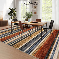 Garvee Washable Area Rug 5x7 Modern Strip Throw Rug with Non-Slip Backing, Stain-Resistant Contemporary Accent Carpet, Soft Low Pile Indoor Mat for Bedroom, Office, Colorful