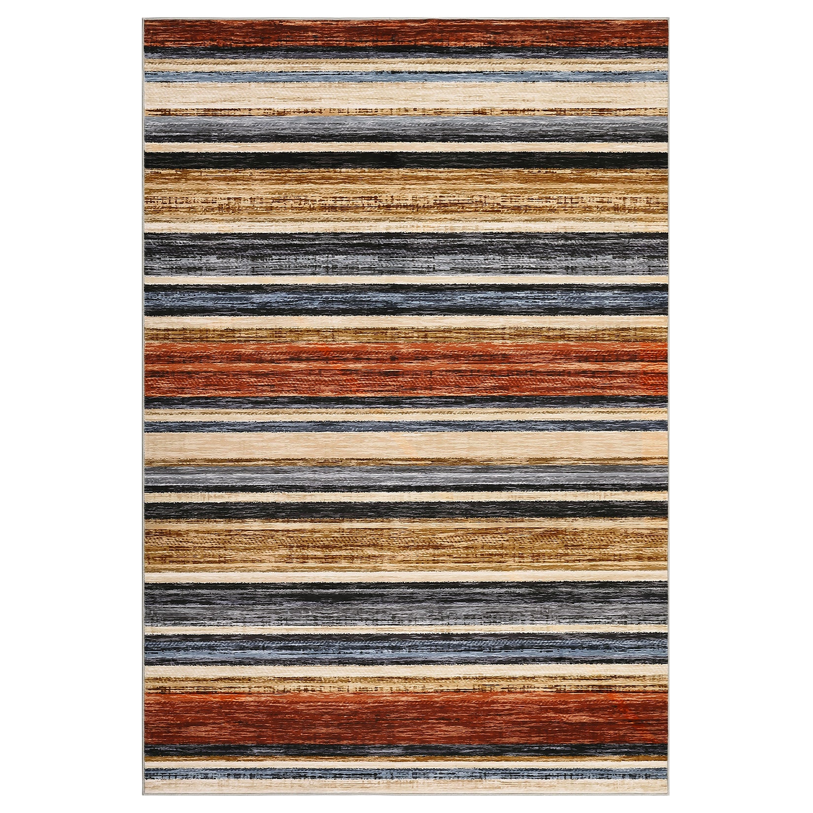 Garvee Large Living Room Rug 10x13 Washable Modern Strip Area Rug with Non-Slip Backing, Stain-Resistant Contemporary Floor Cover, Soft Low Pile Accent Carpet for Bedroom, Colorful