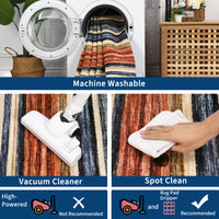 Garvee Washable Area Rug 5x7 Modern Strip Throw Rug with Non-Slip Backing, Stain-Resistant Contemporary Accent Carpet, Soft Low Pile Indoor Mat for Bedroom, Office, Colorful