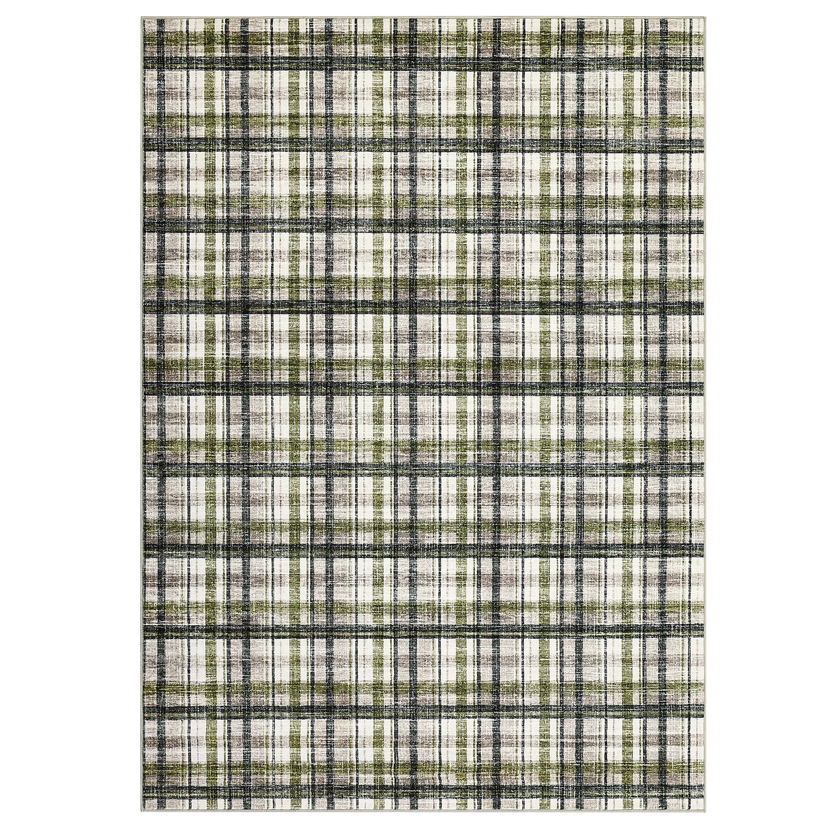 Garvee Green & Taupe 9x12 Washable Rugs Area Rug for Bedroom Modern Farmhouse Non Slip Throw Rugs Large Living Room Rug Low Pile Soft Stain Resistant Carpet for Dining Room Office