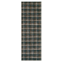 Garvee 2x8 Plaid Runner Rug Washable Non-Slip Low Pile Hallway Carpet, Soft Farmhouse Kitchen Runner for Bedroom Entryway, Black Brown