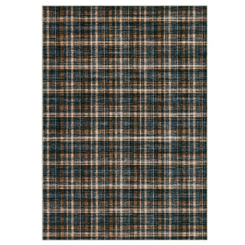 Garvee Black Brown 10x13 Large Living Room Rugs Area Rug Stain Resistant Non Slip Checkered Bordered Carpet Black&Brown