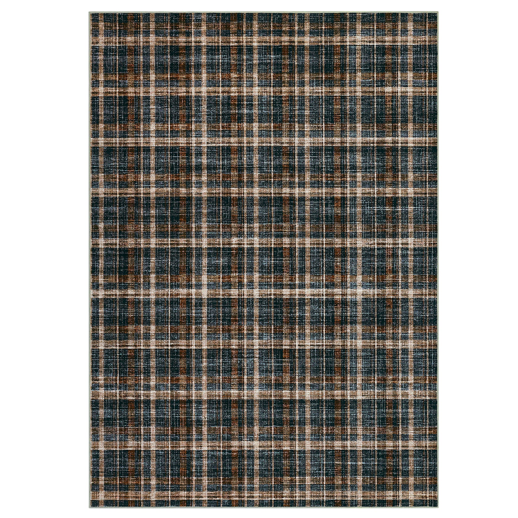 Garvee Black Brown 10x13 Large Living Room Rugs Area Rug Stain Resistant Non Slip Checkered Bordered Carpet Black&Brown