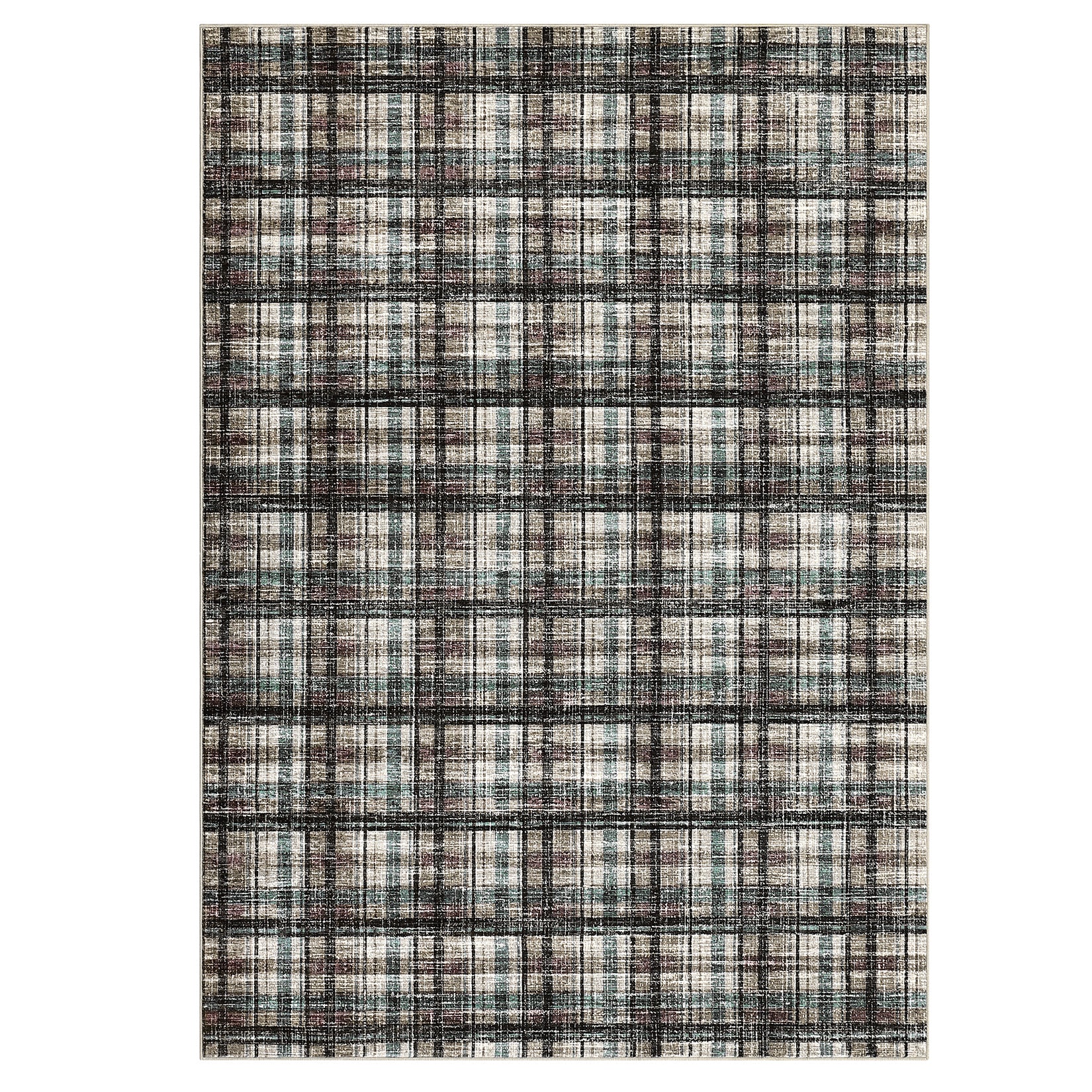 Garvee Teal & Brown 5x7 Washable Area Rugs for Living Room Modern Bedroom Rug Large Area Rug Non Slip Throw Rugs Soft Low Pile Stain Resistant Carpet for Dining Room Nursery Rug