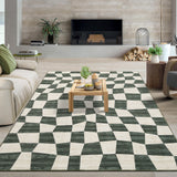 Garvee Washable Rug 8x10 Area Rug for Living Room Modern Abstract Geometric Rug with Non Slip Backing, Low Pile Soft Thin Rug, Foldable Indoor Printed Rug for Bedroom Office, Green - Green