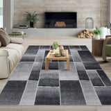 Garvee Large Area Rugs,Modern Geometric Patchwork Floor Decor for Bedroom Aesthetic Carpet, Rockwood Collection, Indoor Rugs for Living Room, Dining Room, Nursery, Office, Machine Washable Rug,10x13 Ft Black - Black
