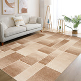 Garvee Large Area Rugs,Modern Geometric Patchwork Floor Decor for Bedroom Aesthetic Carpet, Rockwood Collection, Indoor Rugs for Living Room, Dining Room, Nursery, Office, Machine Washable Rug,9x12 Ft Khaki - Brown