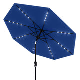 Garvee 9FT Solar LED Patio Umbrella with 32 Lights, Tilt & Crank Outdoor Market Umbrella, UV & Water Resistant, 8 Ribs Sunshade for Garden, Deck, Pool & Table, Navy Blue - Navy Blue