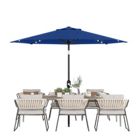 Garvee 10' Solar Patio Umbrella with 40 LED Lights, Outdoor Market Umbrella with Auto-Tilt Crank & Weather-Resistant Canopy, Navy Blue