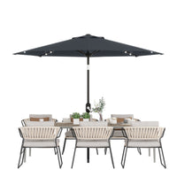 Garvee 10' Solar Patio Umbrella with 40 LED Lights, Outdoor Market Umbrella with Auto-Tilt Crank & Weather-Resistant Canopy, Grey