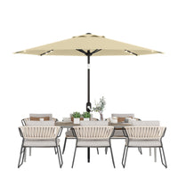 Garvee 10 ft Solar Patio Umbrella with 40 LED Lights, Beige Outdoor Market Umbrella with Auto-Tilt Crank & Weather-Resistant Canopy