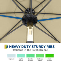 Garvee 10 ft Solar Patio Umbrella with 40 LED Lights, Beige Outdoor Market Umbrella with Auto-Tilt Crank & Weather-Resistant Canopy