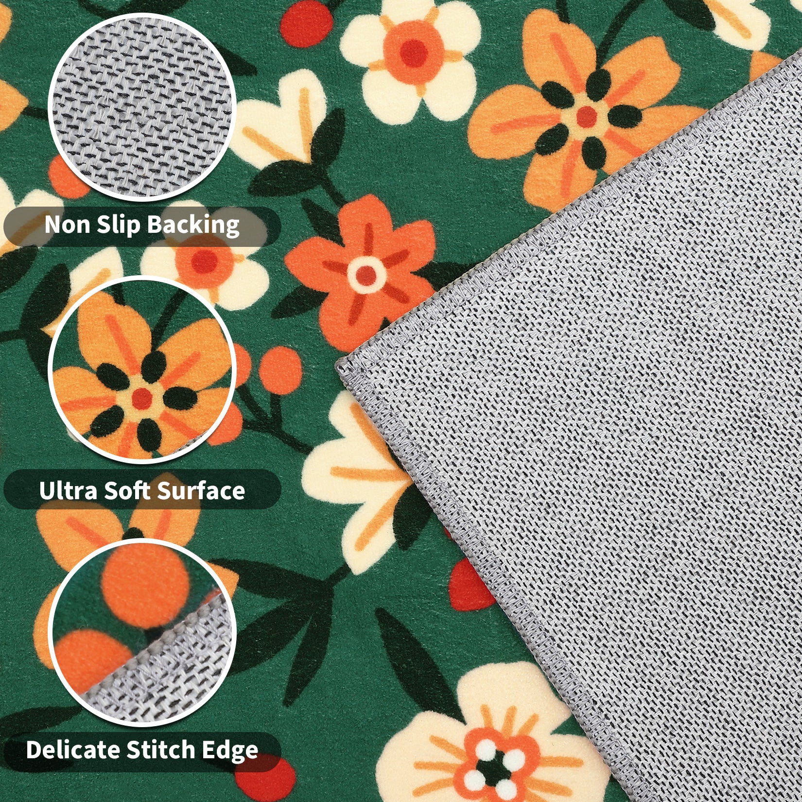Garvee Large Modern Area Rugs 9x12 Washable Floral Print with Non-Slip Backing Green