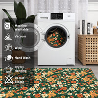 Garvee Large Modern Area Rugs 9x12 Washable Floral Print with Non-Slip Backing Green