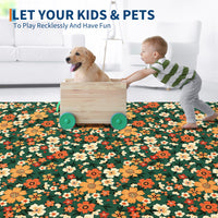 Garvee Large Modern Area Rugs 9x12 Washable Floral Print with Non-Slip Backing Green