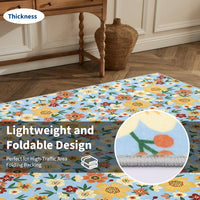 Garvee Large Modern Living Room Rugs 10x13 Washable Floral Print Accent Carpet Blue with Non-Slip Backing, Stain-Resistant, Low Pile Indoor Mat