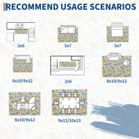 Garvee Large Modern Living Room Rugs 10x13 Washable Floral Print Accent Carpet Blue with Non-Slip Backing, Stain-Resistant, Low Pile Indoor Mat