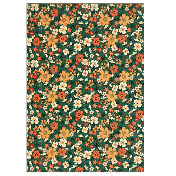 Garvee Modern Living Room Rugs 8x10 Large Washable Floral Print Floor Cover with Non-Slip Backing, Green