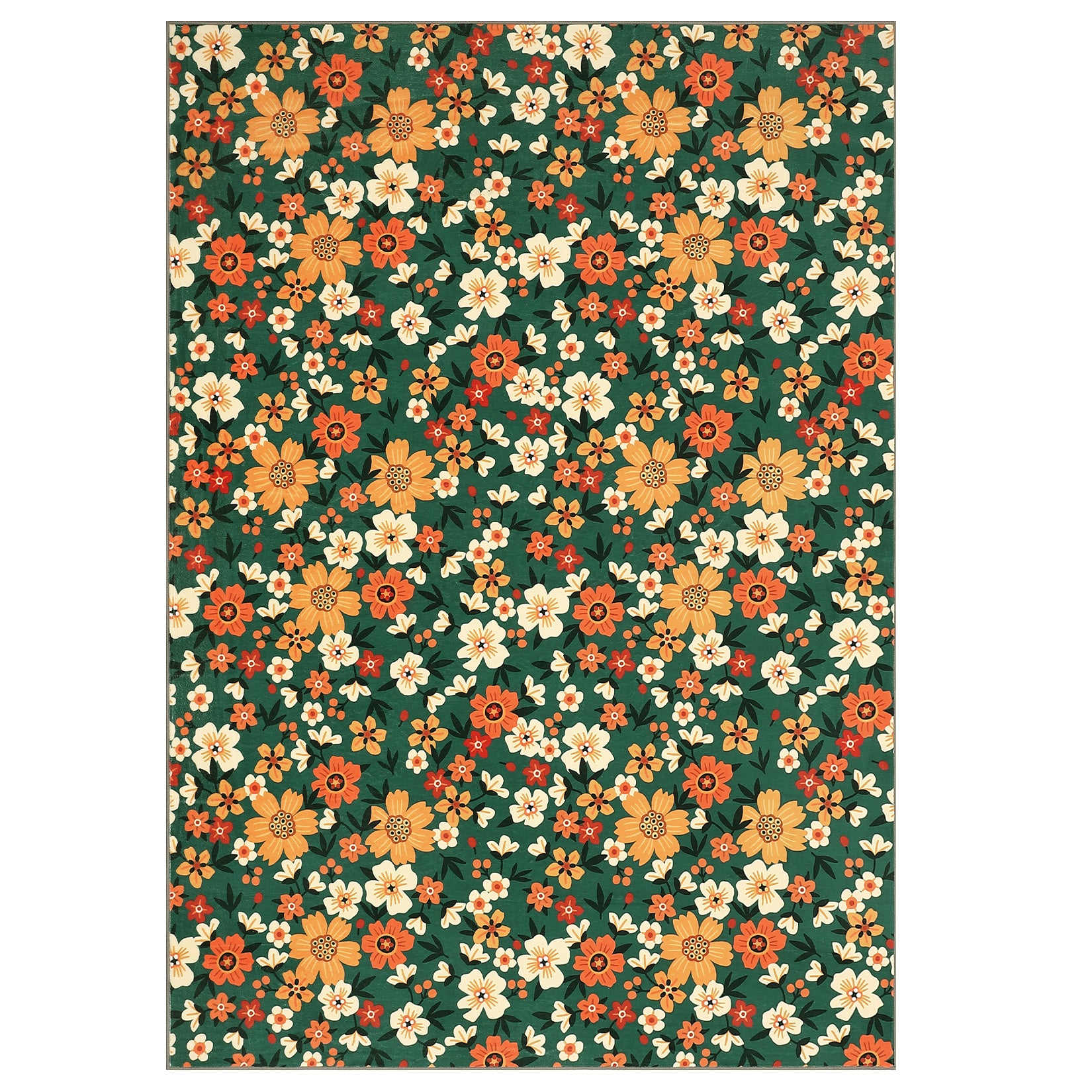 Garvee Large Modern Area Rugs 9x12 Washable Floral Print with Non-Slip Backing Green