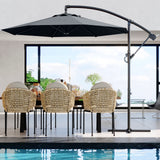 Garvee 10' Offset Patio Umbrella, Cantilever Umbrella with Easy Lift & Tilt Adjustment, 8 Ribs Sun Umbrella UV Protection, Grey - Grey