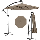 Garvee 10' Cantilever Umbrella with 360 Rotating Base, UV Protection Offset Patio Umbrella 11 Ribs Outdoor Sun Shade with Easy Tilt Adjustment for Backyard, Lawn, Garden, Tan - Tan