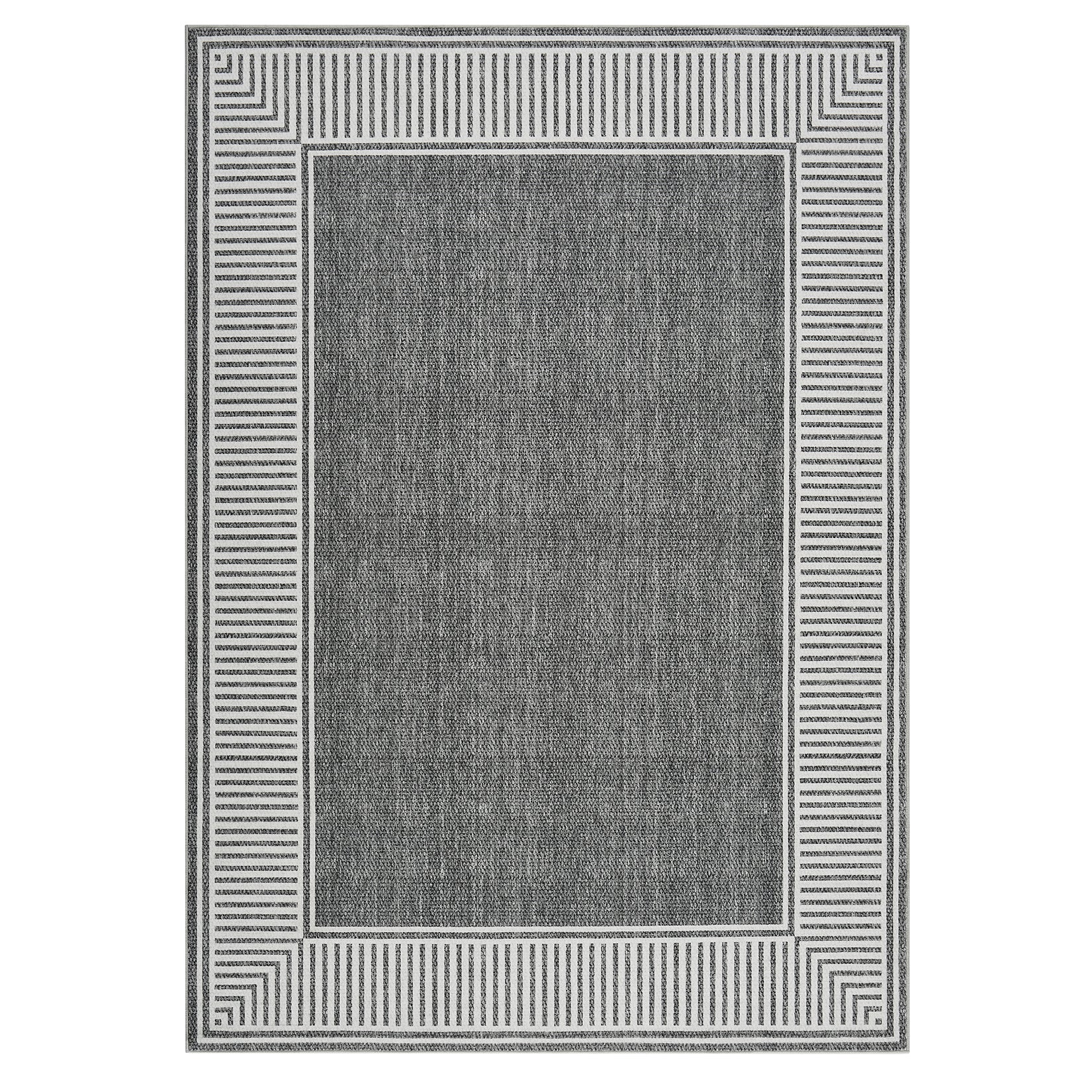 Garvee Bordered Grey 9x12 Modern Area Rug Washable Large Living Room Rug with Rubber Backing Throw Carpet for Bedroom Dining Room