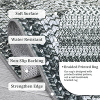 Garvee 5x7 Braided Print Area Rug Washable Non Slip Low Pile Soft Large Carpet Grey for Living Room Bedroom Dining Room Office