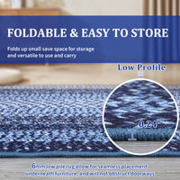 Garvee 4' × 6' Washable Area Rug, Non-Slip Low-Pile Carpet, Non-Shedding Polyester Rug with Classic Border Design for Living Room, Bedroom & Home Decor, Navy Blue