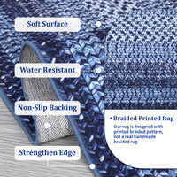 Garvee 4' × 6' Washable Area Rug, Non-Slip Low-Pile Carpet, Non-Shedding Polyester Rug with Classic Border Design for Living Room, Bedroom & Home Decor, Navy Blue