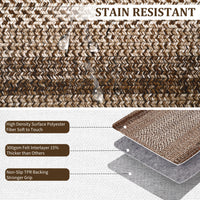 Garvee 8x10 Boho Braided-Print Washable Area Rug, Low Pile Polyester Rug with Non-Slip Backing for Living Room, Bedroom & Office, Brown
