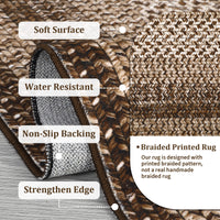 Garvee Bordered Brown 2x8 Braided Distressed Runner, Washable Non Slip Non-Shedding Ultra-Thin Carpet for Entryway Hallway & Bedroom Bedside