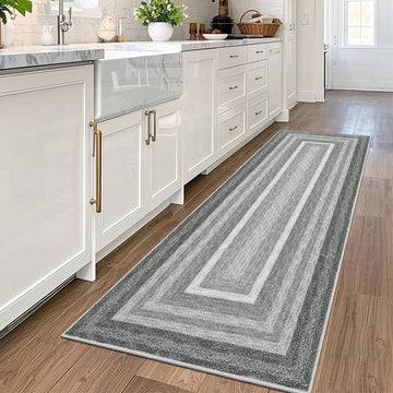 Garvee 2x6 Washable Non Slip Runner Rug - Braided Print, Stain Resistant Easy Clean, Polyester, Low Pile, TPR Backing, Kitchen Bedroom Entry