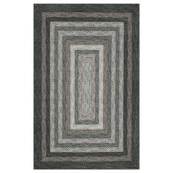 Garvee Imitation Braided Area Rug 6x9 Washable Non-Slip TPR Backing Polyester Low Profile Durable Stain Resistant Vintage Farmhouse Living Room Bedroom