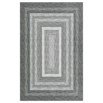 Garvee 8x10 Washable Area Rugs Modern Braided Printed Accent Rug with Non-Slip Backing, Foldable Low Pile Floor Cover, Bordered Indoor Carpet for Living Room, Bedroom, Grey