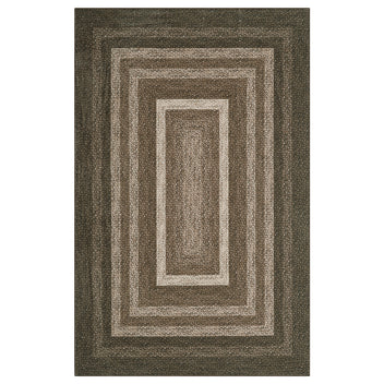 Garvee 8x10 Washable Area Rugs Modern Braided Printed Accent Rug with Non-Slip Backing, Foldable Low Pile Floor Cover, Bordered Indoor Carpet for Living Room, Bedroom, Brown