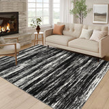 Garvee Washable Runner Rug 2x6 Modern Non Slip Kitchen Rug Black Low Pile Abstract Farmhouse - Black