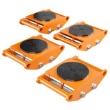 Garvee 4PCS Machinery Skates Heavy Duty Machine Dolly 12T Capacity Orange With 360° Rotation Disc And Carbon Steel Wheels For Equipment Moving