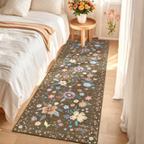 Garvee Floral Runner Rug 2x6 Washable Non Slip Kitchen Hallway Bedroom Brown Ultra-Thin Soft Polyester - Brown