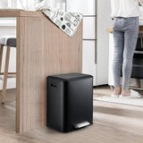 Garvee 8 Gallon Stainless Steel Dual Trash Can Recycling Bin with Removable Inner Bin and Soft Close Lid for Kitchen and Home Office, Black - Black