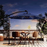 Garvee 10' Solar Lights Offset Patio Umbrella, Cantilever Umbrella with Easy Lift & Tilt Adjustment, 8 Ribs Sun Umbrella UV Protection, Navy Blue - Navy Blue