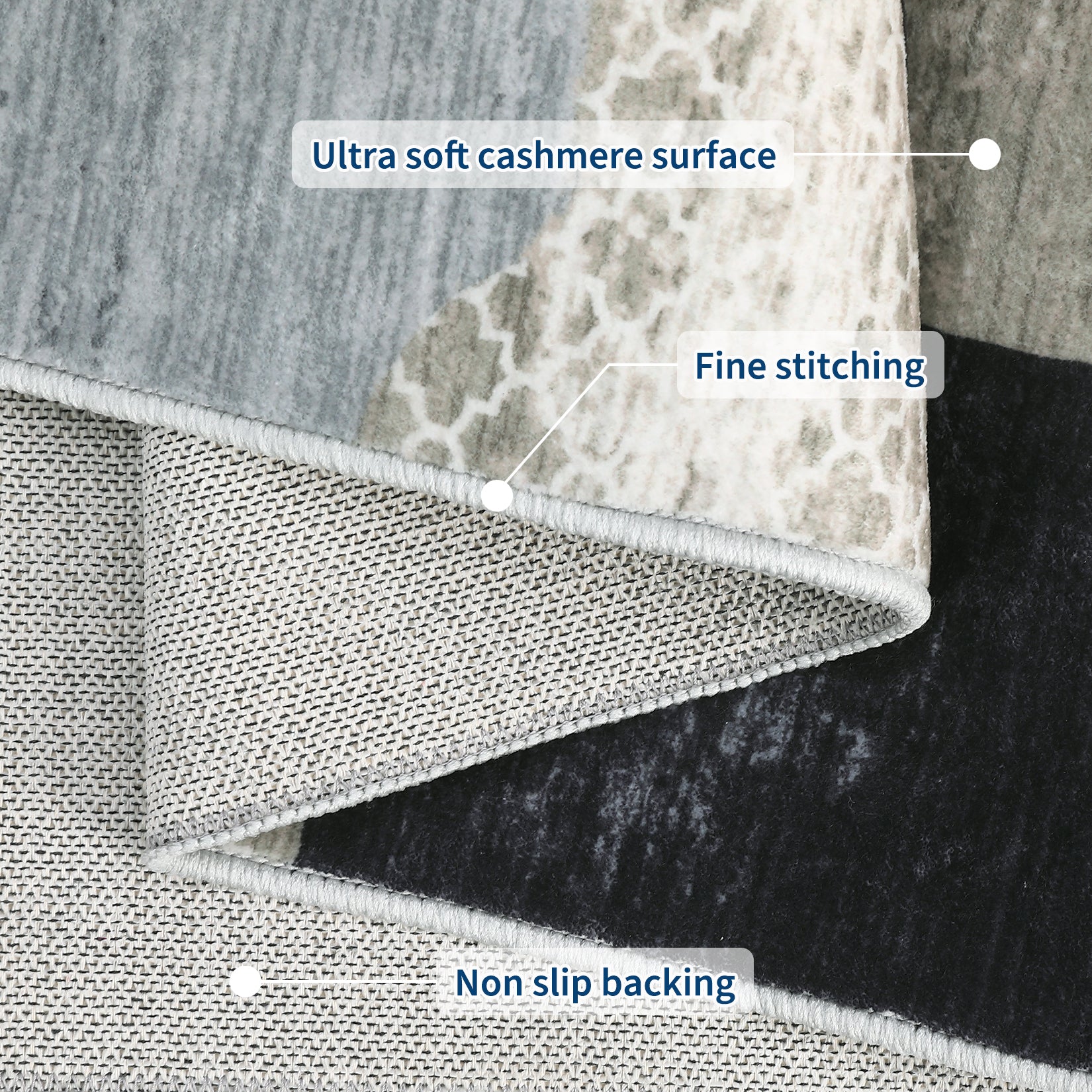 Garvee Modern Grey 5x7 Washable Bedroom Rugs, Abstract Large Area Rug for Living Room, Ultra Thin Non Slip Floor Carpet for Dining Room, Low Pile Indoor Contemporary Rugs for Home Office