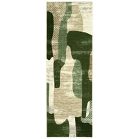 Garvee Modern Green 2x6 Washable Runner Rugs, Non Slip Abstract Runner for Hallway Kitchen, Low Pile Non Shedding Floor Carpet for Laundry Bathroom, Foldable Thin Mat