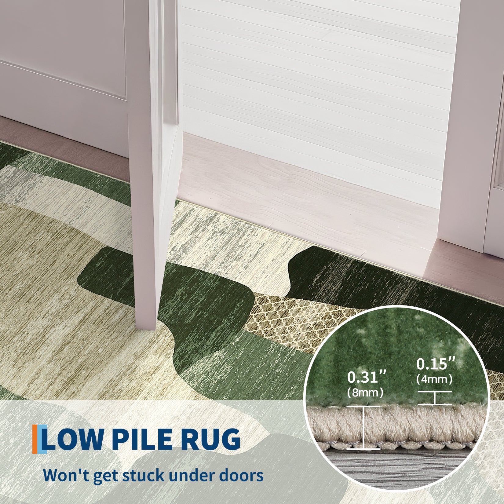 Garvee Modern Green 5x7 Abstract Living Room Area Rugs, Large Soft Washable Rugs for Bedroom Ultra Thin Non Slip Indoor Floor Carpet for Dining Room Apartment Office