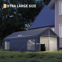 Garvee 13' x 25' Heavy-Duty Portable Carport Garage Shelter, 220G Waterproof PE Canopy with Roll-Up Doors, Removable Sidewalls & Steel Frame for Cars, Trucks, Boats & Outdoor Storage, Grey